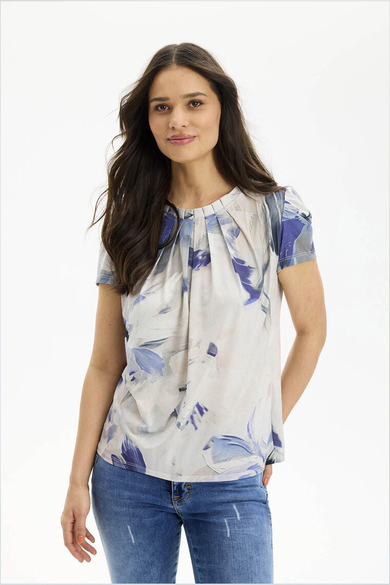 In Front, Grazia Blouse Short Sleeves Bluser 16745 Blue