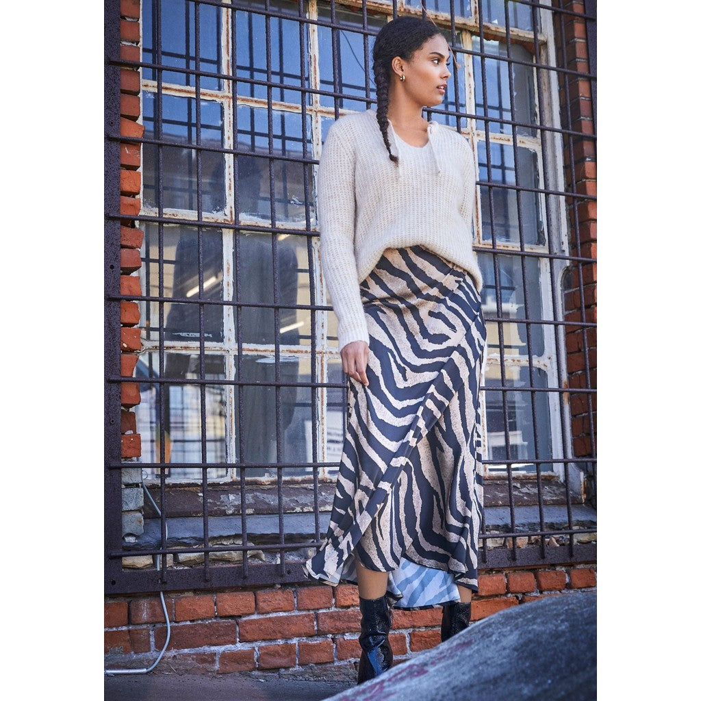 Isay, Steff Printed Skirt - Cafe Latte Stripe