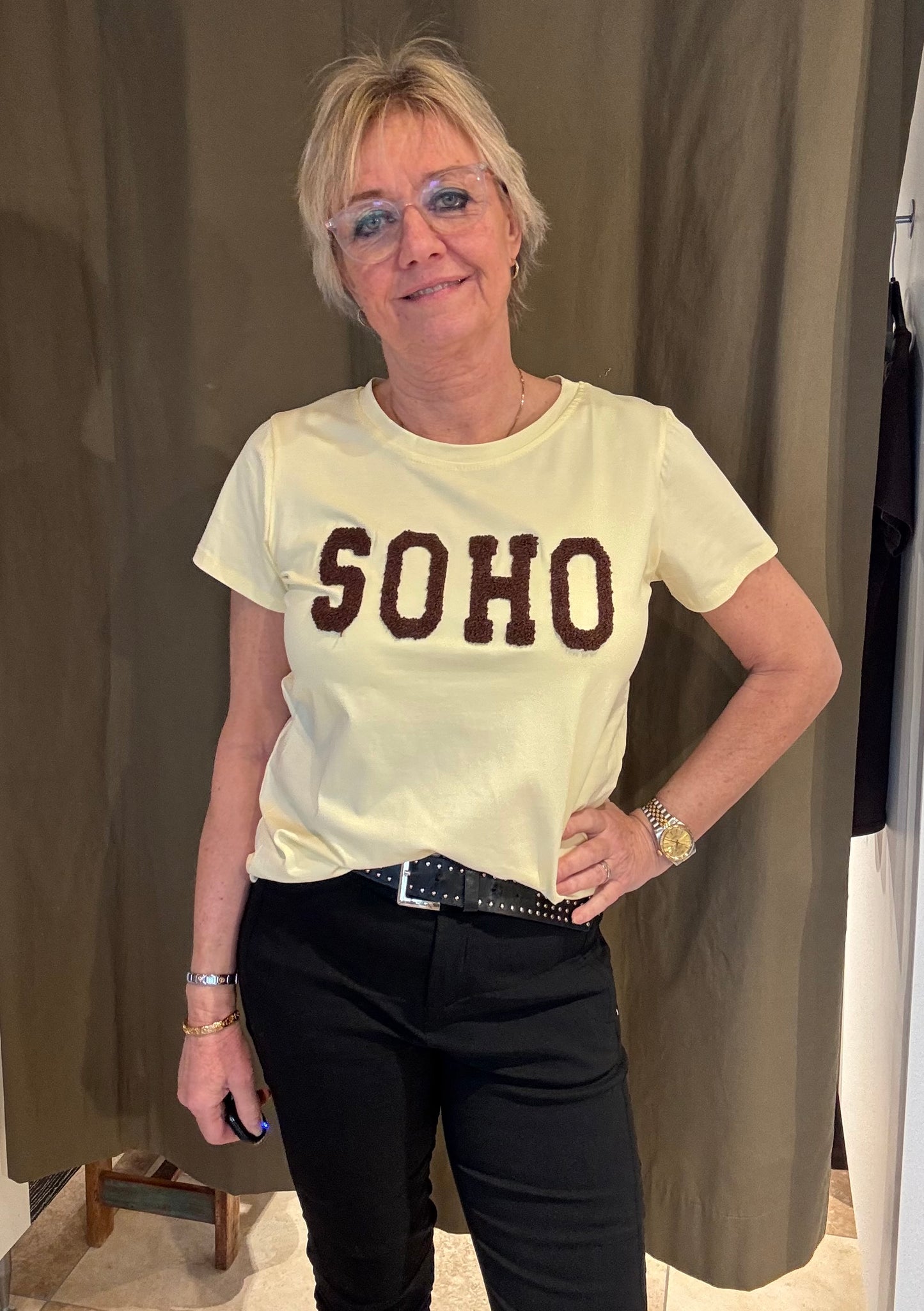 Marta, Herdis T-shirt, Gul/Brun