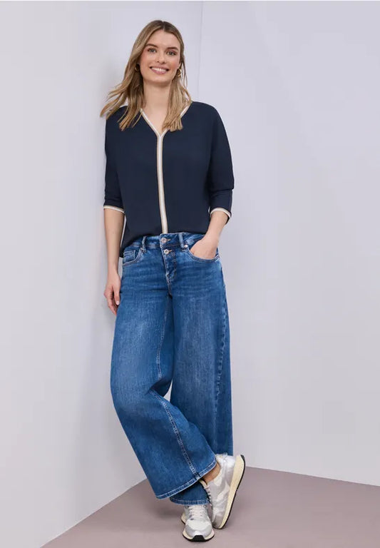 Street One, Blouse m/striped Panel