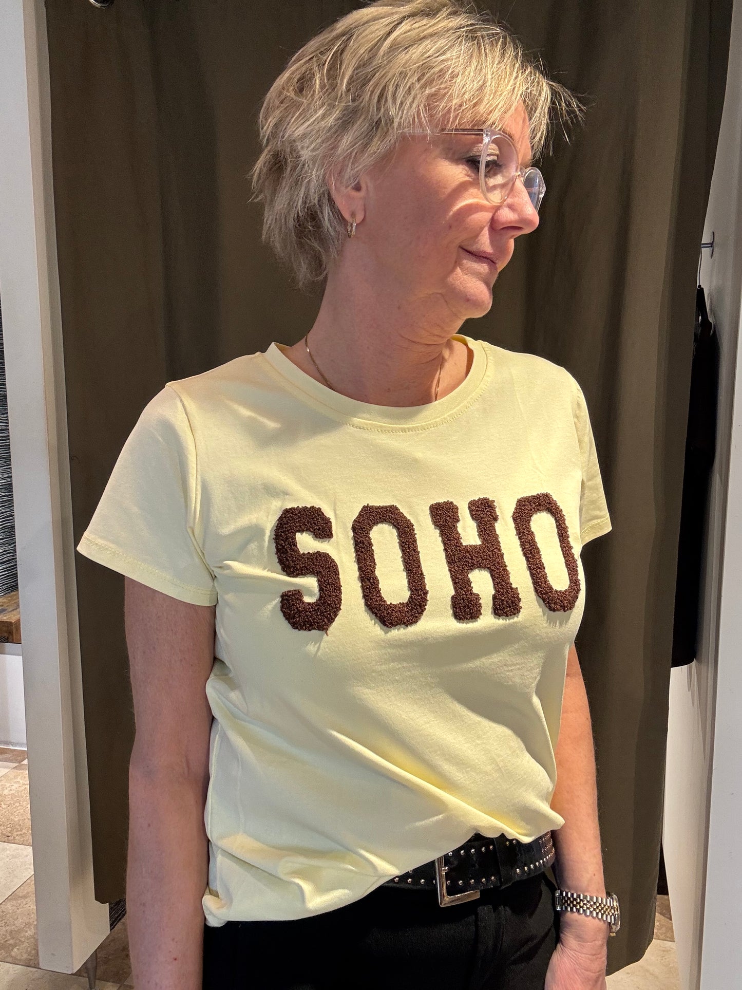 Marta, Herdis T-shirt, Gul/Brun